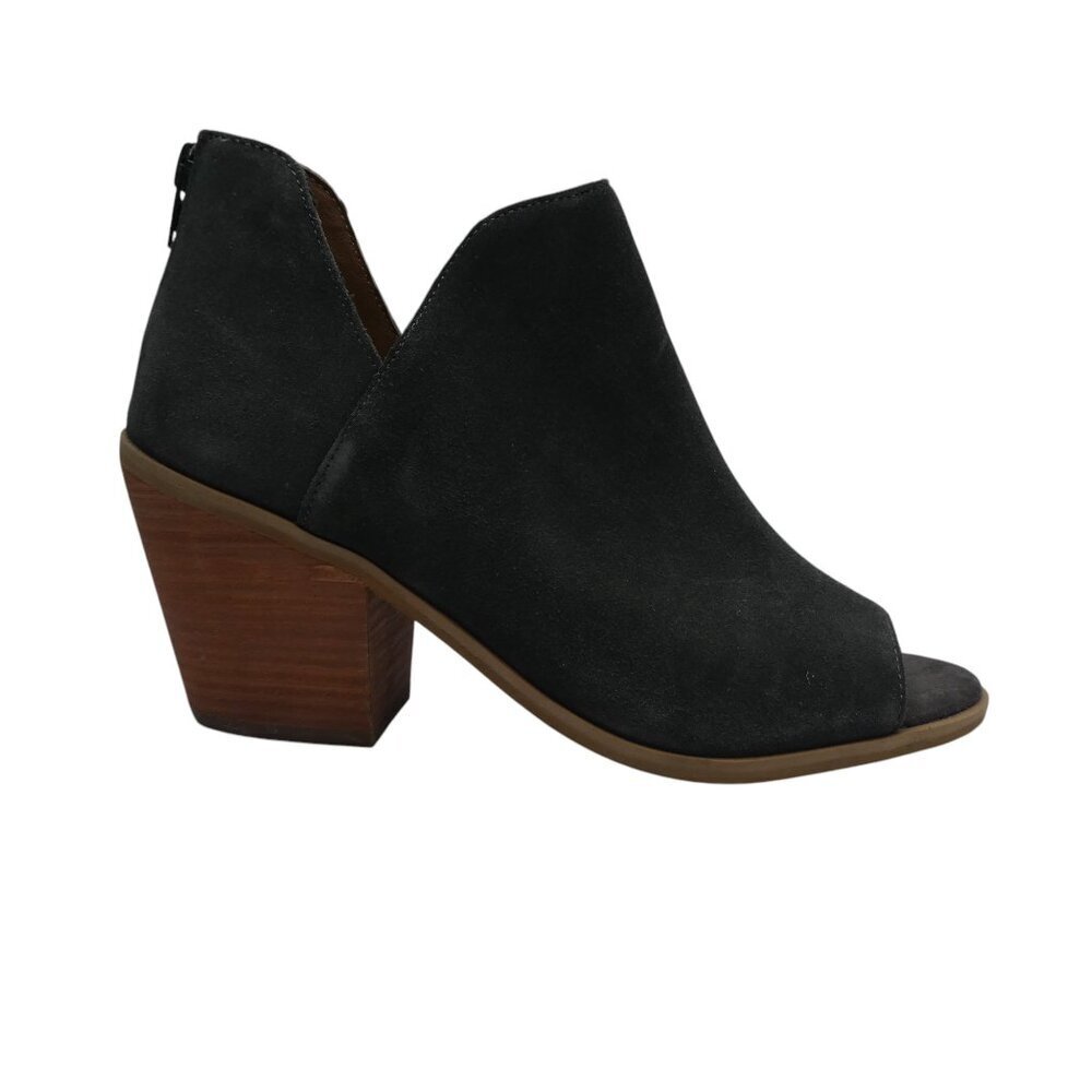 Susina Lea Olive Gray Suede Open Toe Heeled Ankle Boots Womens 7 - Picture 2 of 13